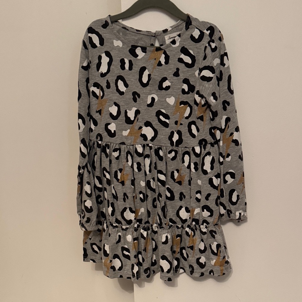 Sovereign Code Girls' Gray and Black Patterned Dress